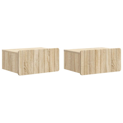 Vegghengt Nattbord med skuff 2 pcs Sonoma eik 49 x 34,5 x 24 cm