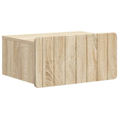 Vegghengt Nattbord med skuff 2 pcs Sonoma eik 49 x 34,5 x 24 cm
