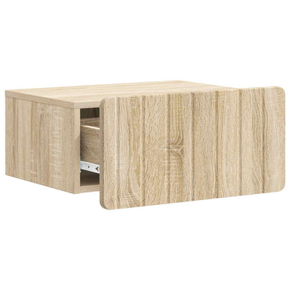 Vegghengt Nattbord med skuff 2 pcs Sonoma eik 49 x 34,5 x 24 cm