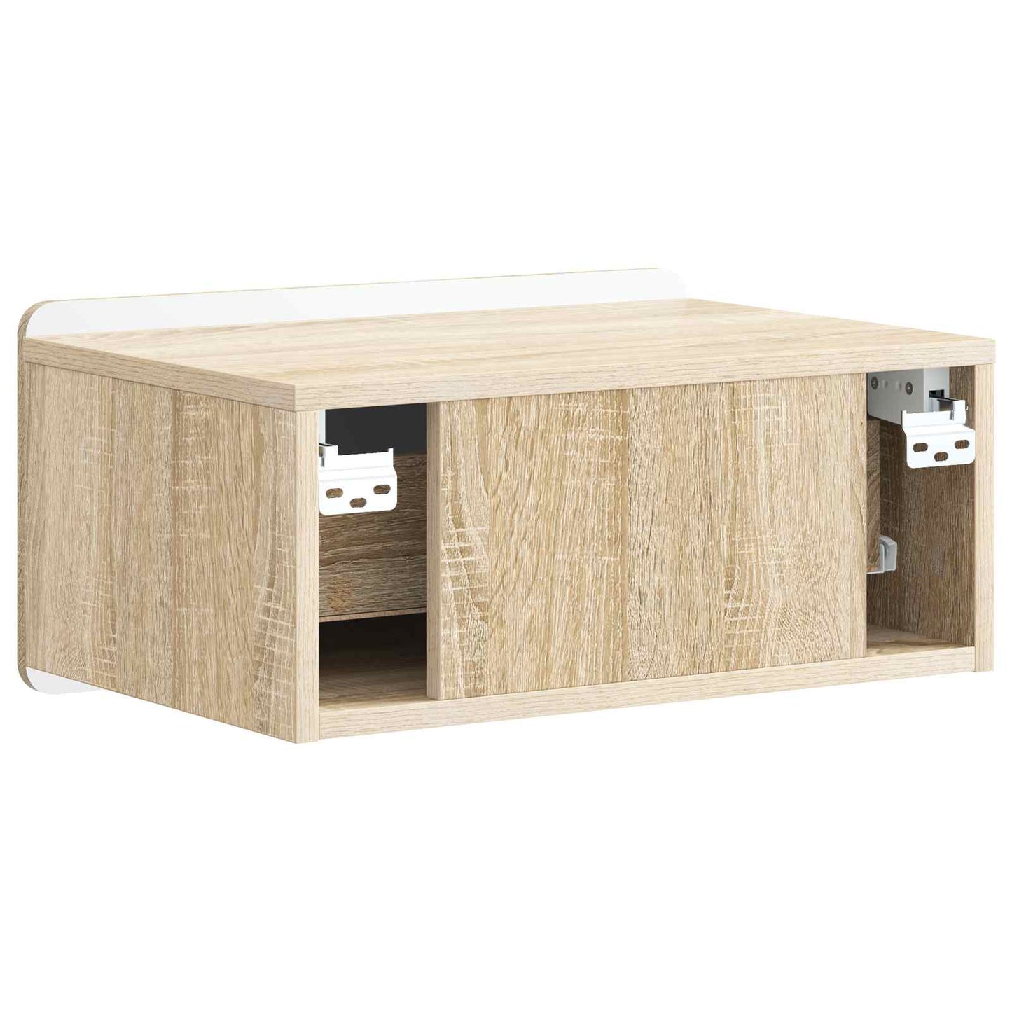 Vegghengt Nattbord med skuff 2 pcs Sonoma eik 49 x 34,5 x 24 cm