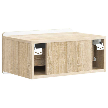 Vegghengt Nattbord med skuff 2 pcs Sonoma eik 49 x 34,5 x 24 cm