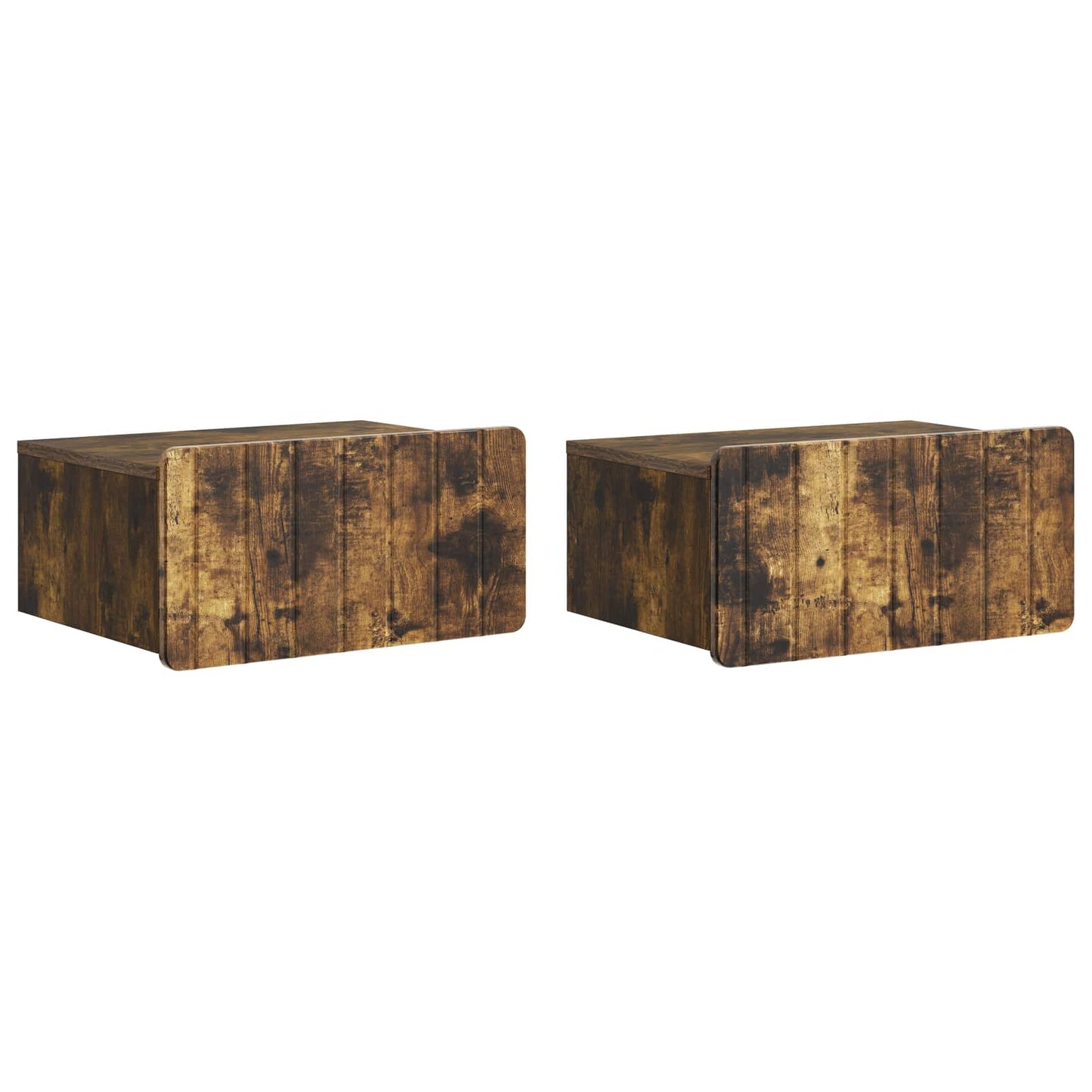 Vegghengt Nattbord med skuff 2 pcs Røkt Eik 49 x 34,5 x 24 cm