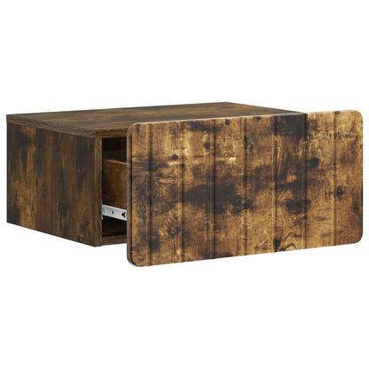 Vegghengt Nattbord med skuff 2 pcs Røkt Eik 49 x 34,5 x 24 cm