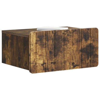 Vegghengt Nattbord med skuff 2 pcs Røkt Eik 49 x 34,5 x 24 cm