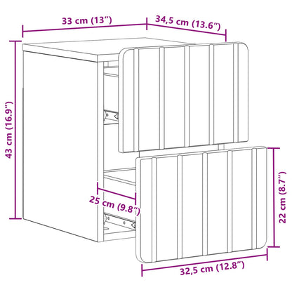 Vegghengt Nattbord 2 pcs Hvit 33 x 34,5 x 43 cm Konstruert tre