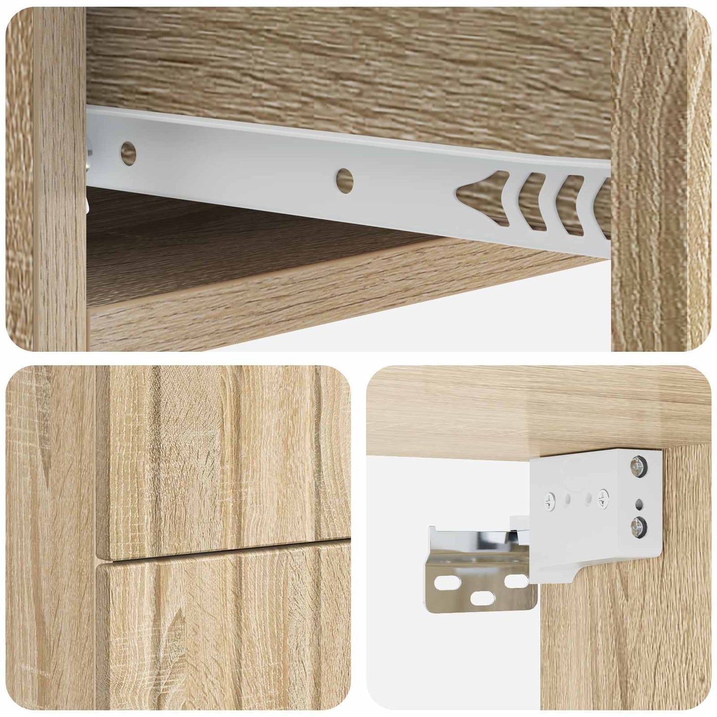 Vegghengt Nattbord med skuff 2 pcs Sonoma eik 33 x 34,5 x 43 cm