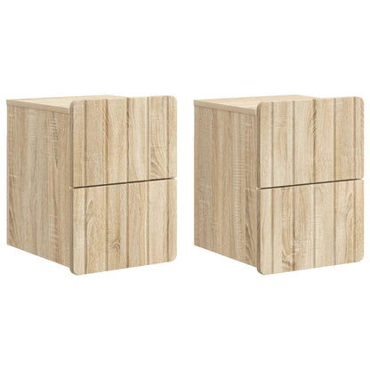 Vegghengt Nattbord med skuff 2 pcs Sonoma eik 33 x 34,5 x 43 cm