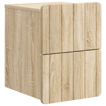 Vegghengt Nattbord med skuff 2 pcs Sonoma eik 33 x 34,5 x 43 cm