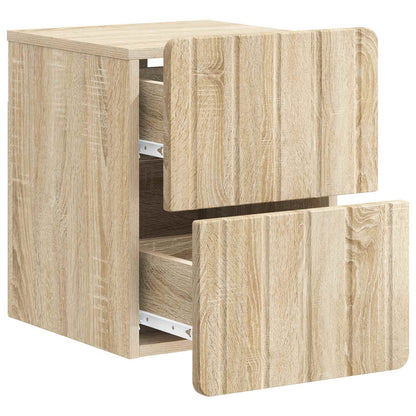 Vegghengt Nattbord med skuff 2 pcs Sonoma eik 33 x 34,5 x 43 cm