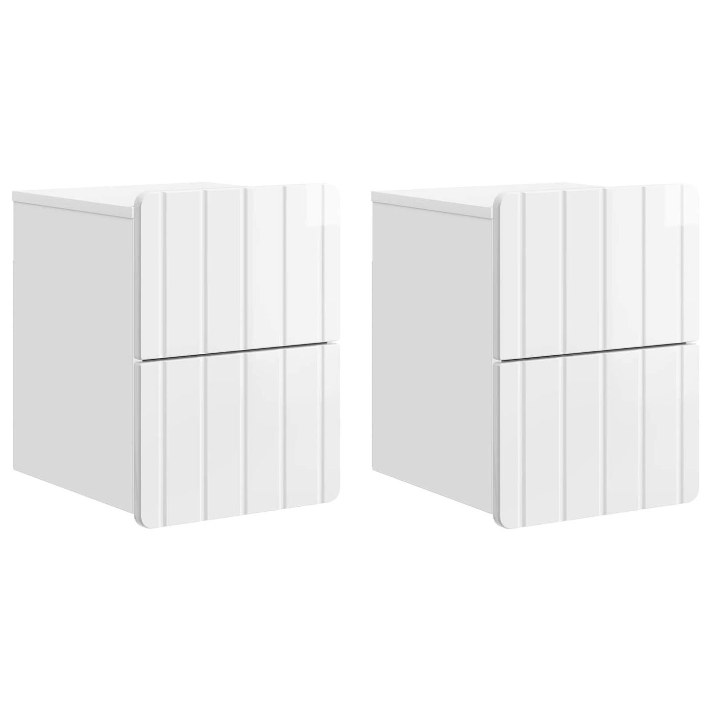Vegghengt Nattbord 2 pcs Høgglans hvit 33 x 34,5 x 43 cm