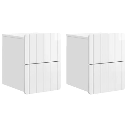 Vegghengt Nattbord 2 pcs Høgglans hvit 33 x 34,5 x 43 cm