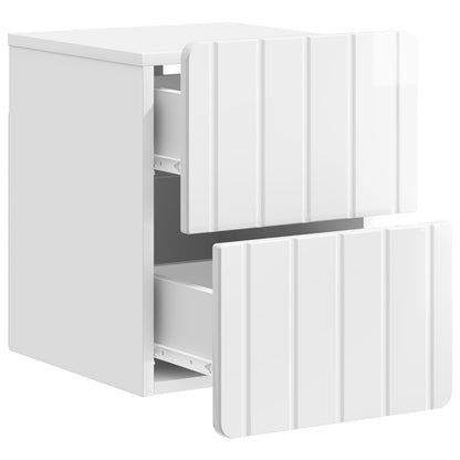 Vegghengt Nattbord 2 pcs Høgglans hvit 33 x 34,5 x 43 cm