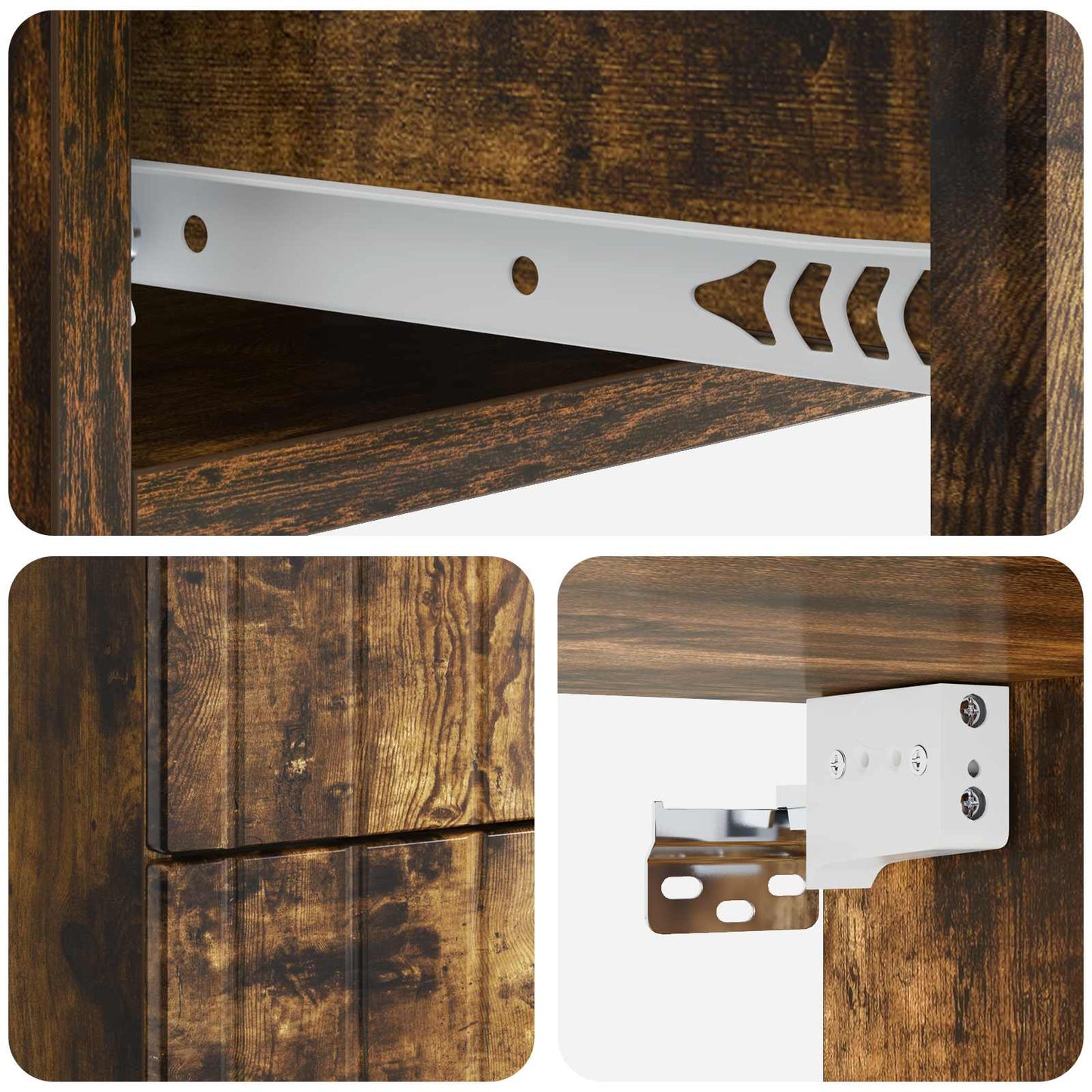 Vegghengt Nattbord med skuff 2 pcs Røkt Eik 33 x 34,5 x 43 cm
