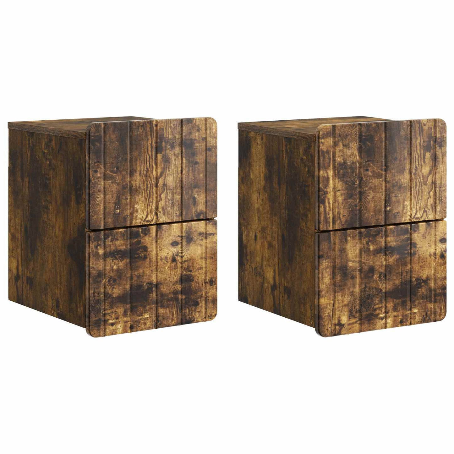 Vegghengt Nattbord med skuff 2 pcs Røkt Eik 33 x 34,5 x 43 cm