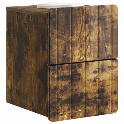 Vegghengt Nattbord med skuff 2 pcs Røkt Eik 33 x 34,5 x 43 cm