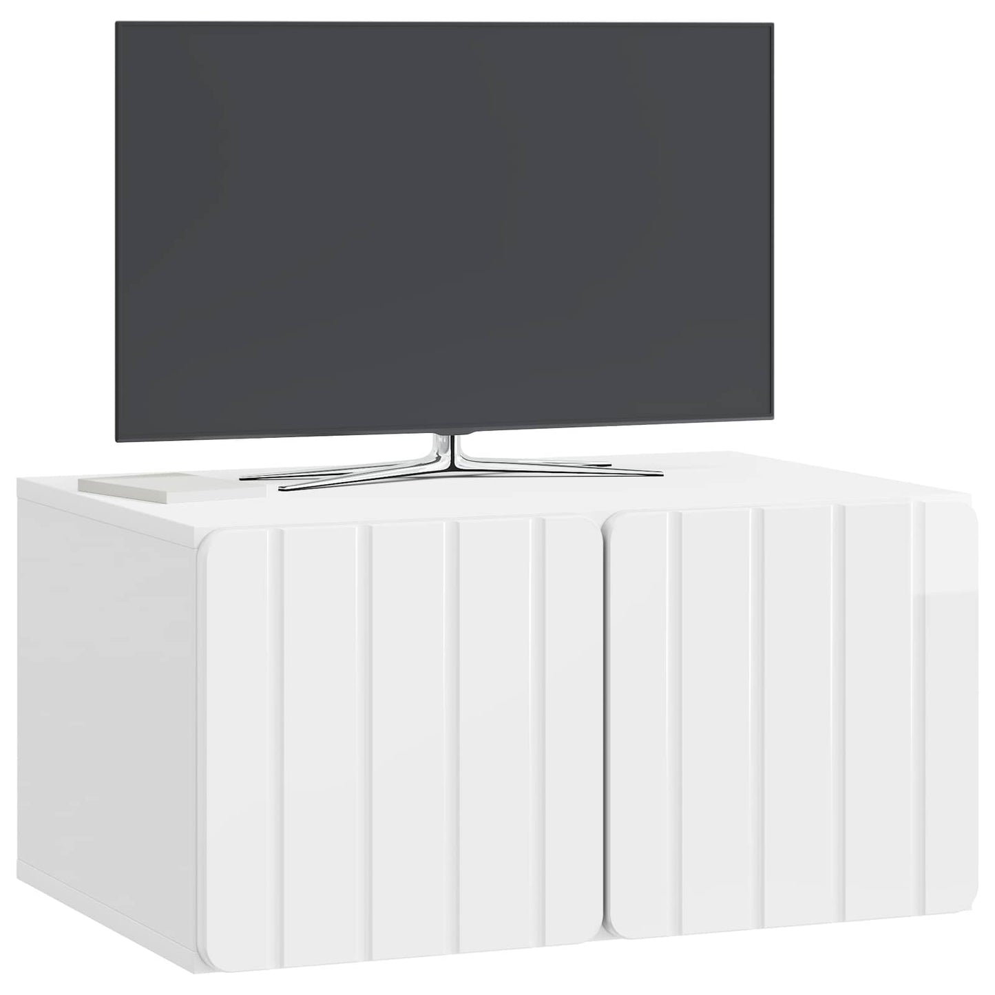 Vegghengt TV skap Veggmontert Høgglans hvit 59,5 x 41 x 30 cm