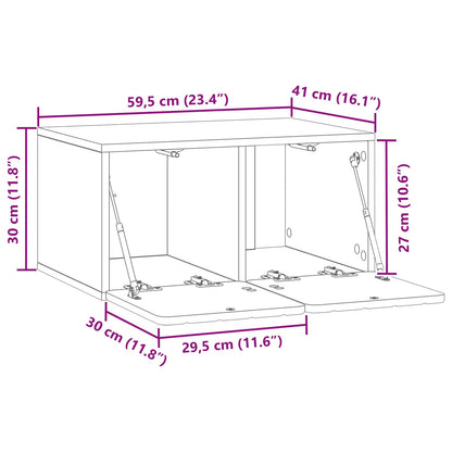Vegghengt TV skap Veggmontert Høgglans hvit 59,5 x 41 x 30 cm