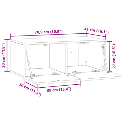 Vegghengt TV skap Betonggrå 78,5 x 41 x 30 cm Konstruert tre