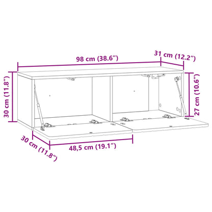 Vegghengt TV skap Betonggrå 98 x 31 x 30 cm Konstruert tre