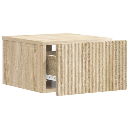 Vegghengt Nattbord med skuff 2 pcs Sonoma eik 33 x 34,5 x 20 cm