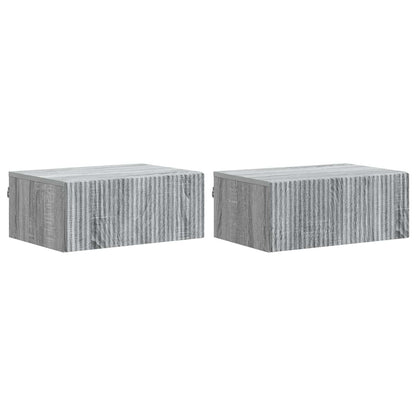 Vegghengt Nattbord med skuff 2 pcs Grå sonoma 49 x 34,5 x 20 cm