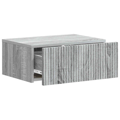 Vegghengt Nattbord med skuff 2 pcs Grå sonoma 49 x 34,5 x 20 cm