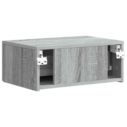 Vegghengt Nattbord med skuff 2 pcs Grå sonoma 49 x 34,5 x 20 cm