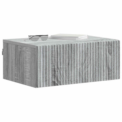 Vegghengt Nattbord med skuff 2 pcs Grå sonoma 49 x 34,5 x 20 cm