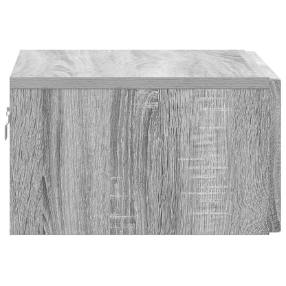 Vegghengt Nattbord med skuff 2 pcs Grå sonoma 49 x 34,5 x 20 cm