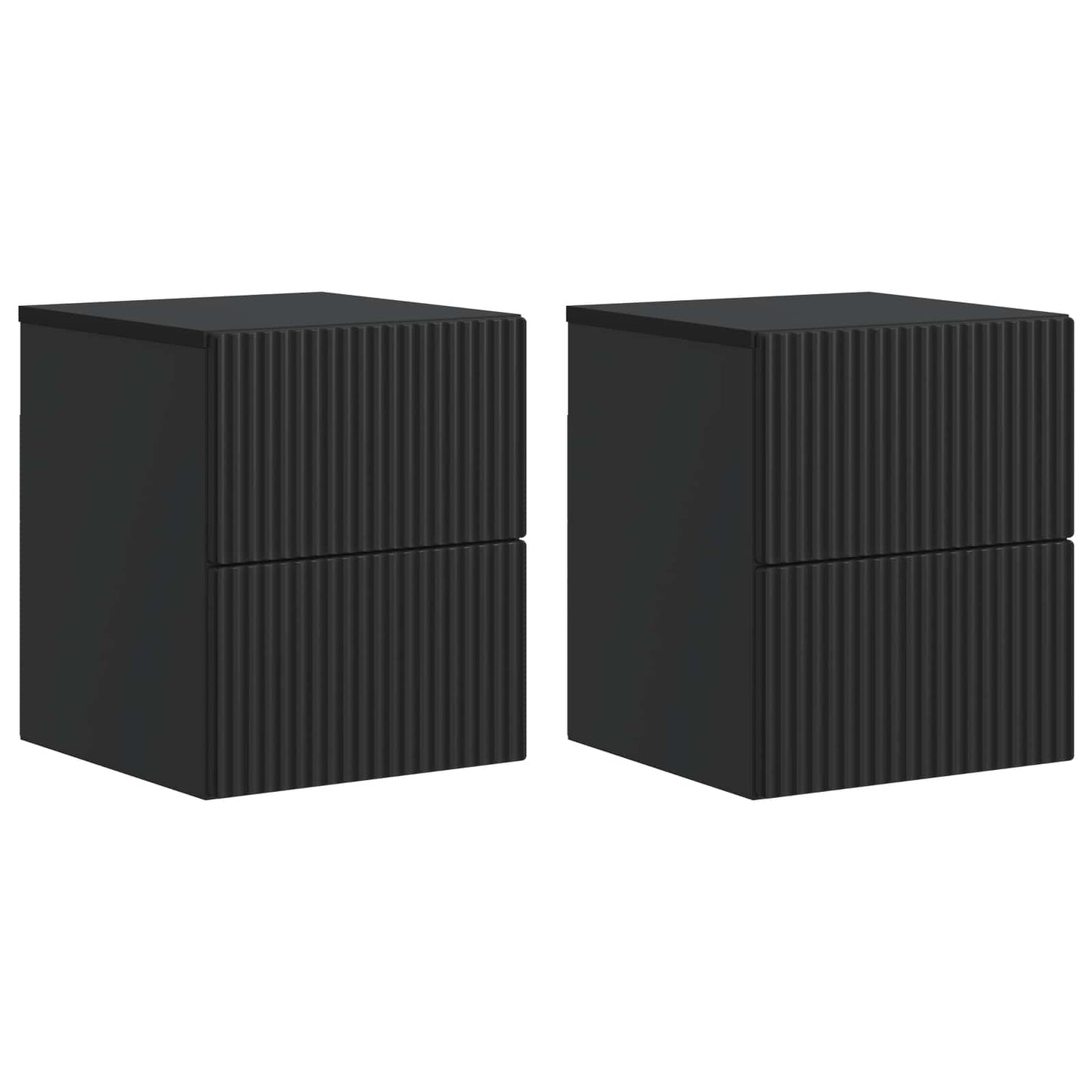 Vegghengt Nattbord 2 pcs Svart 33 x 34,5 x 40 cm Konstruert tre