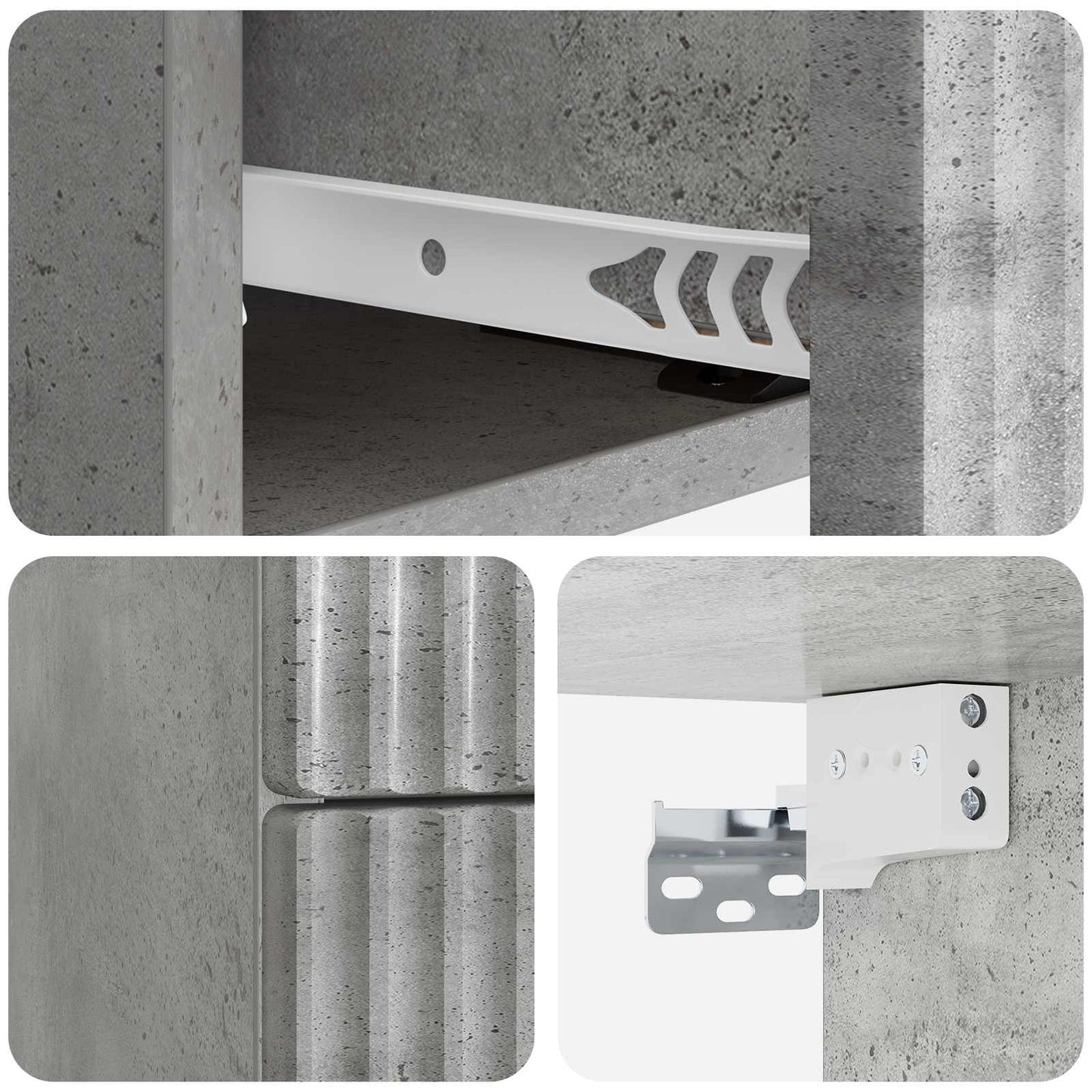 Vegghengt Nattbord med skuff 2 pcs Betonggrå 33 x 34,5 x 40 cm