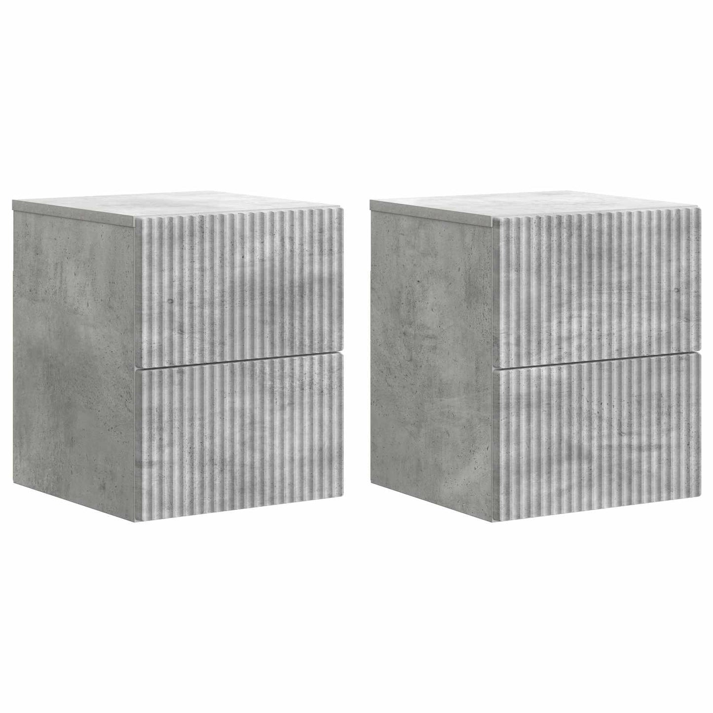 Vegghengt Nattbord med skuff 2 pcs Betonggrå 33 x 34,5 x 40 cm