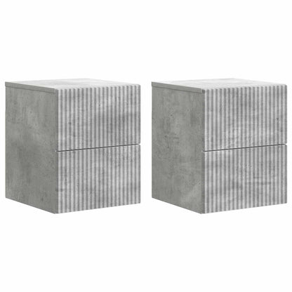 Vegghengt Nattbord med skuff 2 pcs Betonggrå 33 x 34,5 x 40 cm