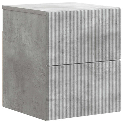 Vegghengt Nattbord med skuff 2 pcs Betonggrå 33 x 34,5 x 40 cm