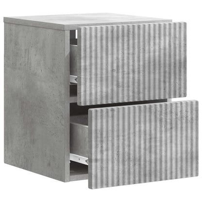 Vegghengt Nattbord med skuff 2 pcs Betonggrå 33 x 34,5 x 40 cm