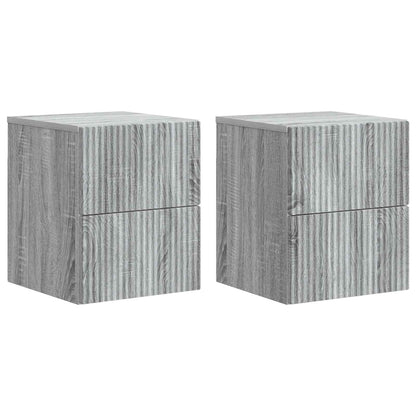 Vegghengt Nattbord med skuff 2 pcs Grå sonoma 33 x 34,5 x 40 cm
