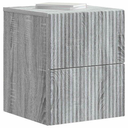 Vegghengt Nattbord med skuff 2 pcs Grå sonoma 33 x 34,5 x 40 cm