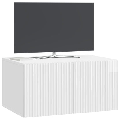 Vegghengt TV skap Veggmontert Høgglans hvit 59,5 x 41 x 30 cm