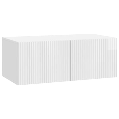 Vegghengt TV skap Veggmontert Høgglans hvit 78,5 x 41 x 30 cm