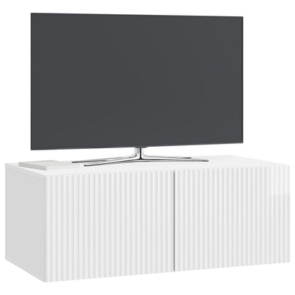 Vegghengt TV skap Veggmontert Høgglans hvit 78,5 x 41 x 30 cm
