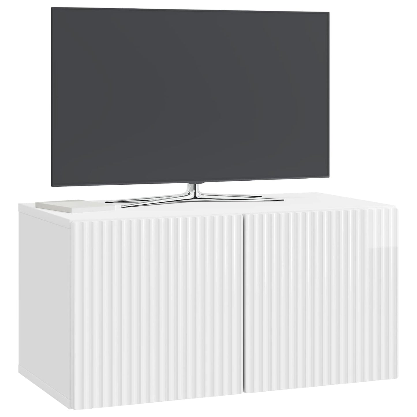 Vegghengt TV skap Veggmontert Høgglans hvit 59,5 x 31 x 30 cm