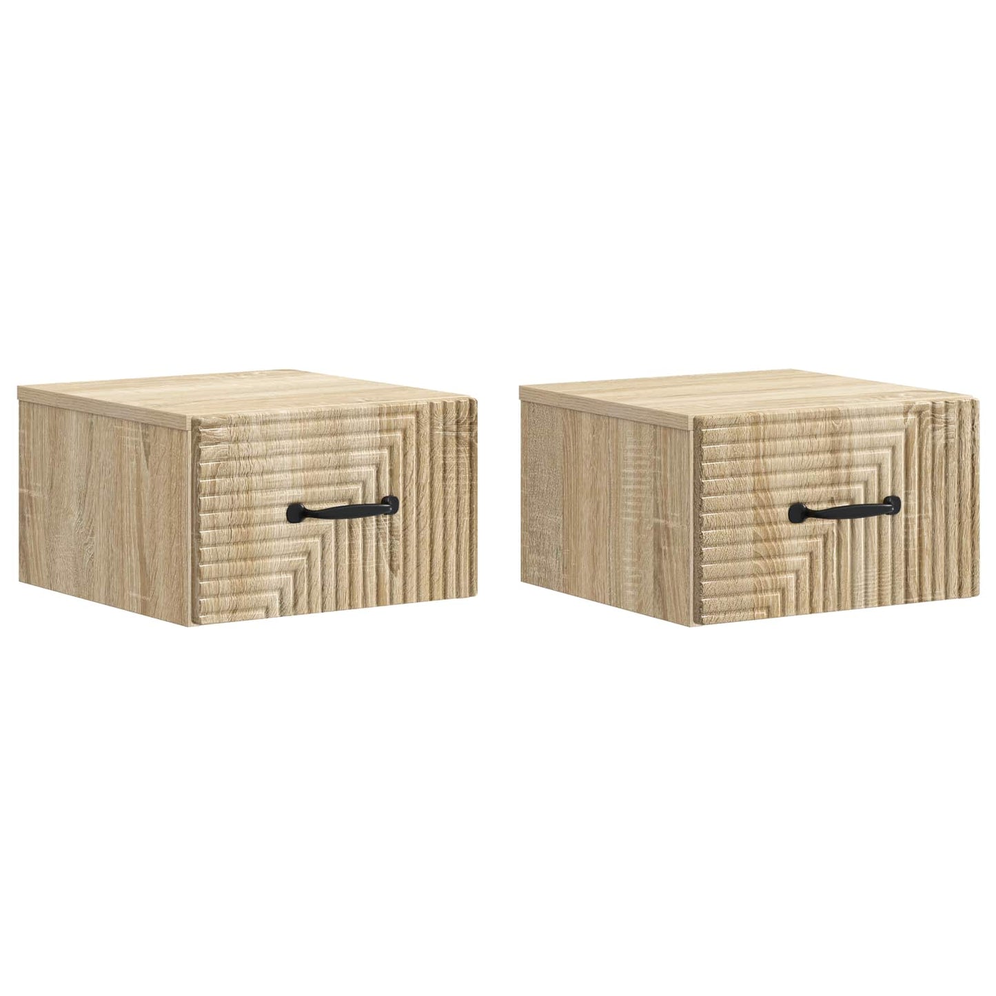 Vegghengt Nattbord med skuff 2 pcs Sonoma eik 34,5 x 33 x 20 cm
