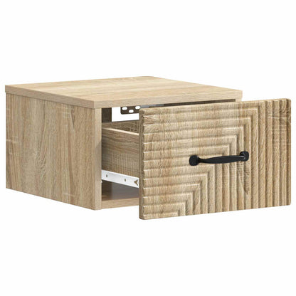 Vegghengt Nattbord med skuff 2 pcs Sonoma eik 34,5 x 33 x 20 cm