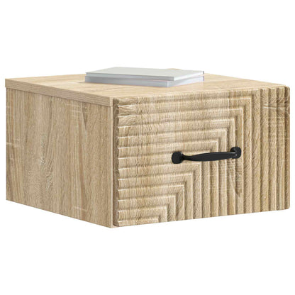 Vegghengt Nattbord med skuff 2 pcs Sonoma eik 34,5 x 33 x 20 cm