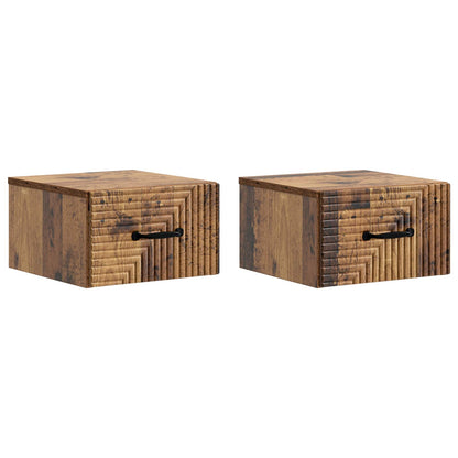 Vegghengt Nattbord 2 pcs Gammelt tre 34,5 x 33 x 20 cm