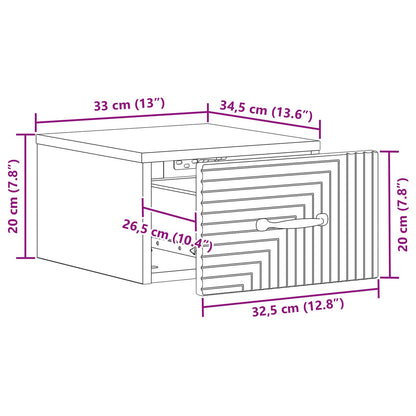 Vegghengt Nattbord 2 pcs Gammelt tre 34,5 x 33 x 20 cm