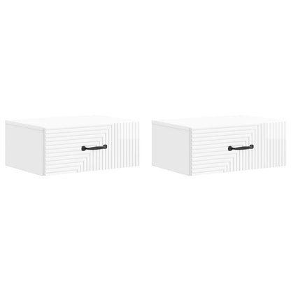 Vegghengt Nattbord 2 pcs Høgglans hvit 49 x 34,5 x 20 cm