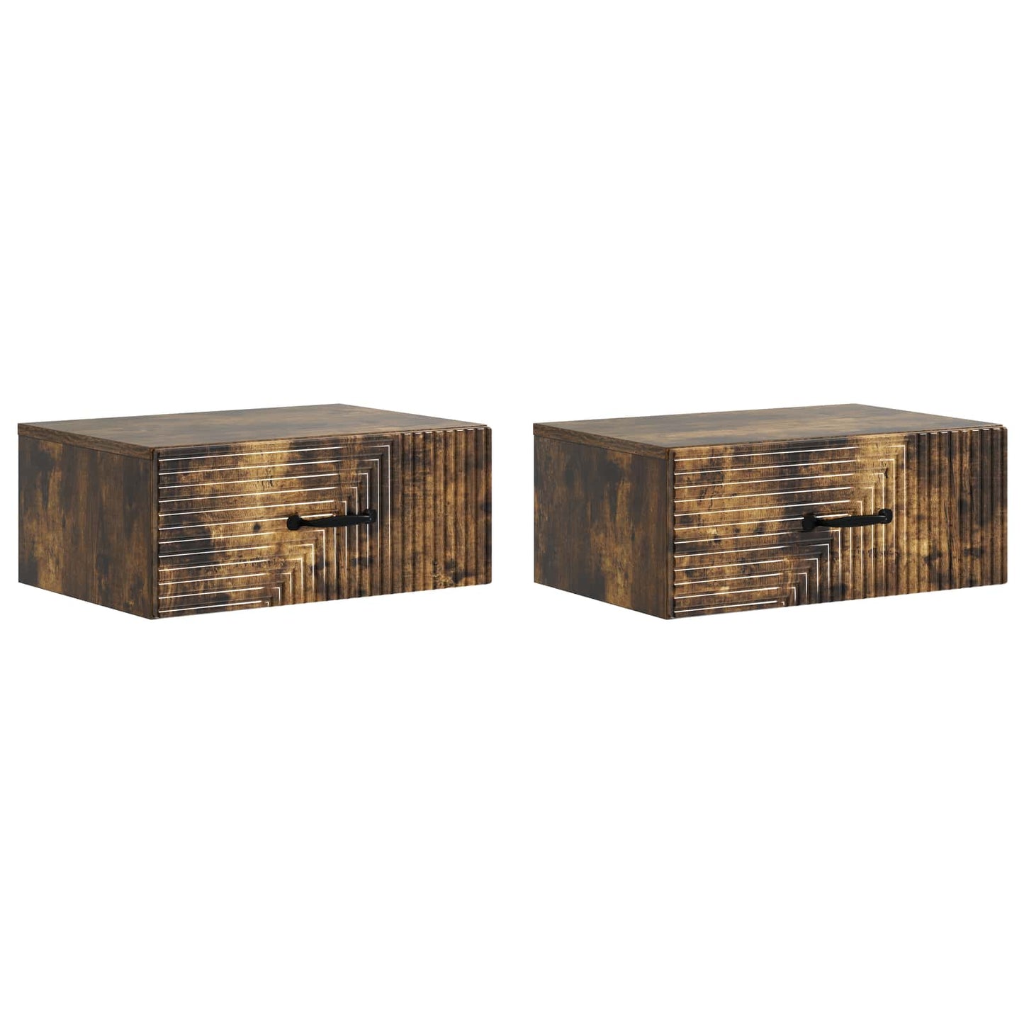 Vegghengt Nattbord med skuff 2 pcs Røkt Eik 49 x 34,5 x 20 cm