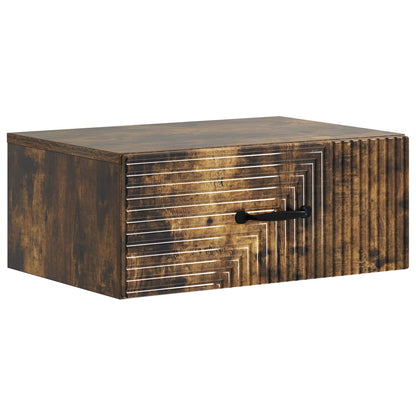 Vegghengt Nattbord med skuff 2 pcs Røkt Eik 49 x 34,5 x 20 cm