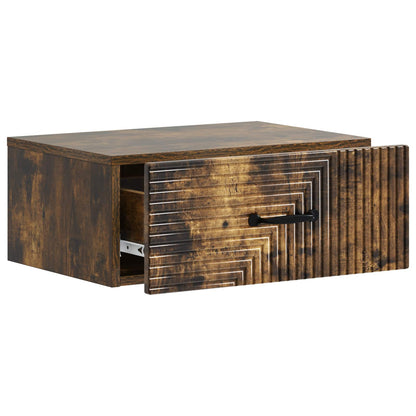 Vegghengt Nattbord med skuff 2 pcs Røkt Eik 49 x 34,5 x 20 cm